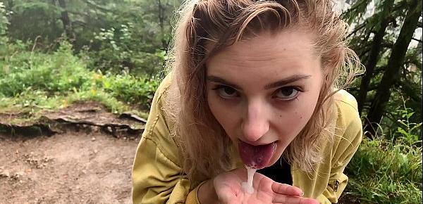  Busty teen swallows cum after public blowjob - Eva Elfie